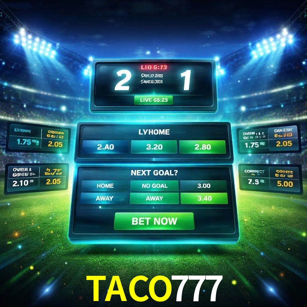 Vista de apuestas en vivo TACO777 durante un partido en curso