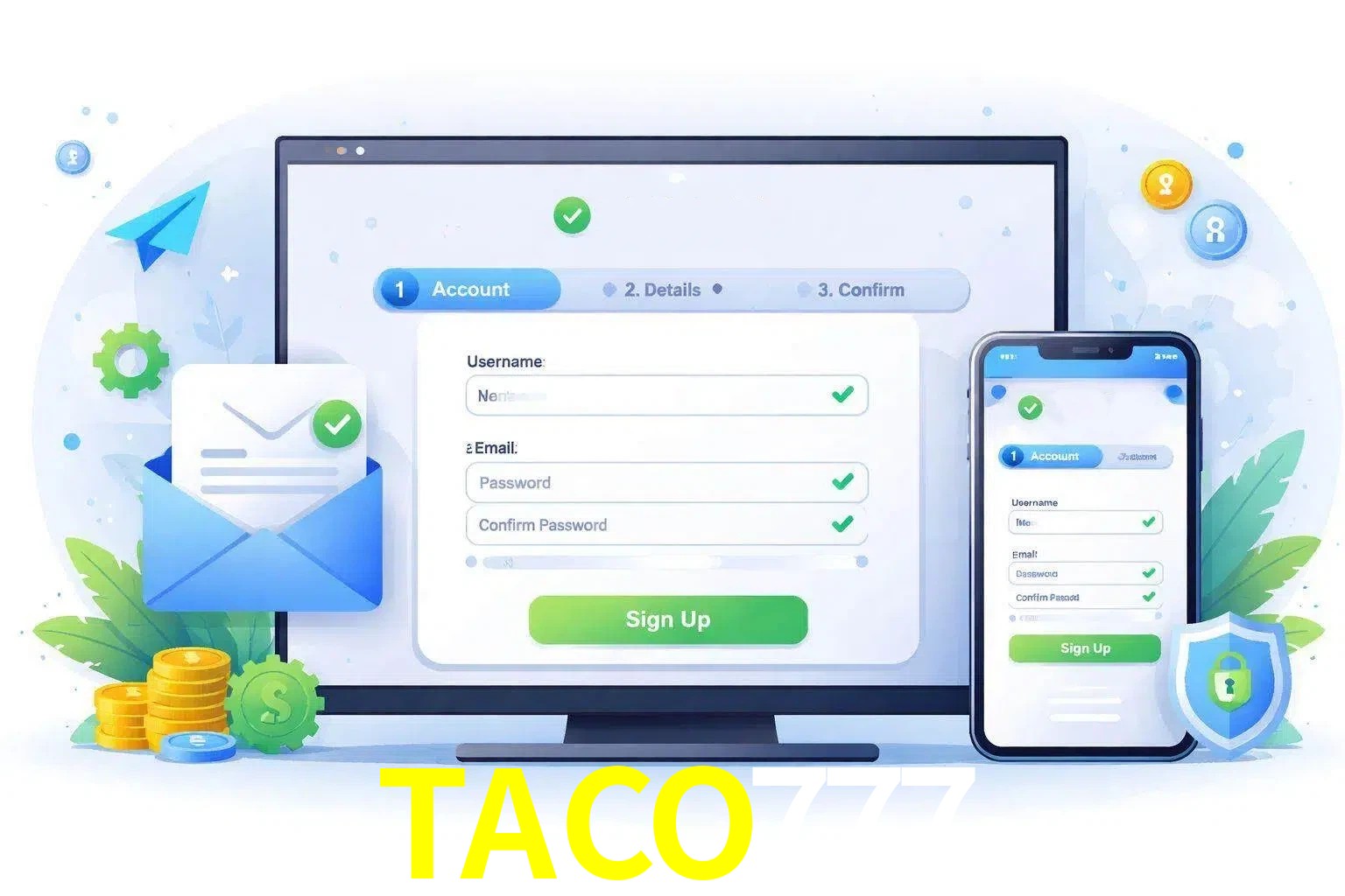 Registro de nuevo usuario y configuración de cuenta TACO777