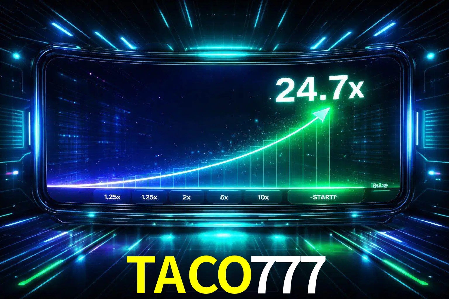 Una pantalla moderna de juego estilo crash con multiplicadores ascendentes, visuales de neón y una interfaz intensa enfocada en la acción.